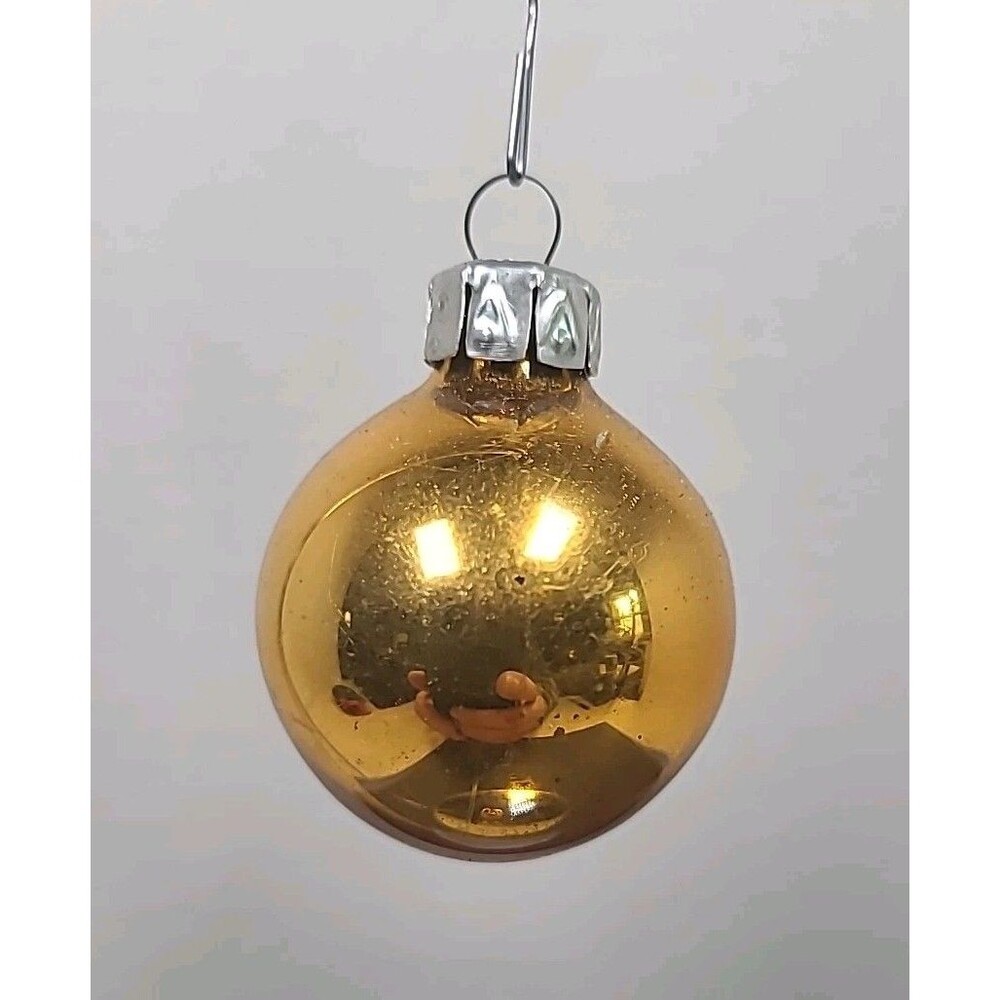 Vintage Solid Gold East Germany Glass Christmas Ornament 1940's